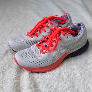 Asics Orange and White Athletic Shoes with Breathable Mesh